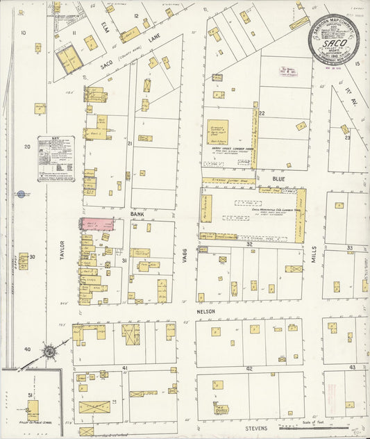 Sanborn Fire Insurance Map from Saco, Phillips County, Montana. (1910) – Historic Sanborn Fire Insurance Map Print