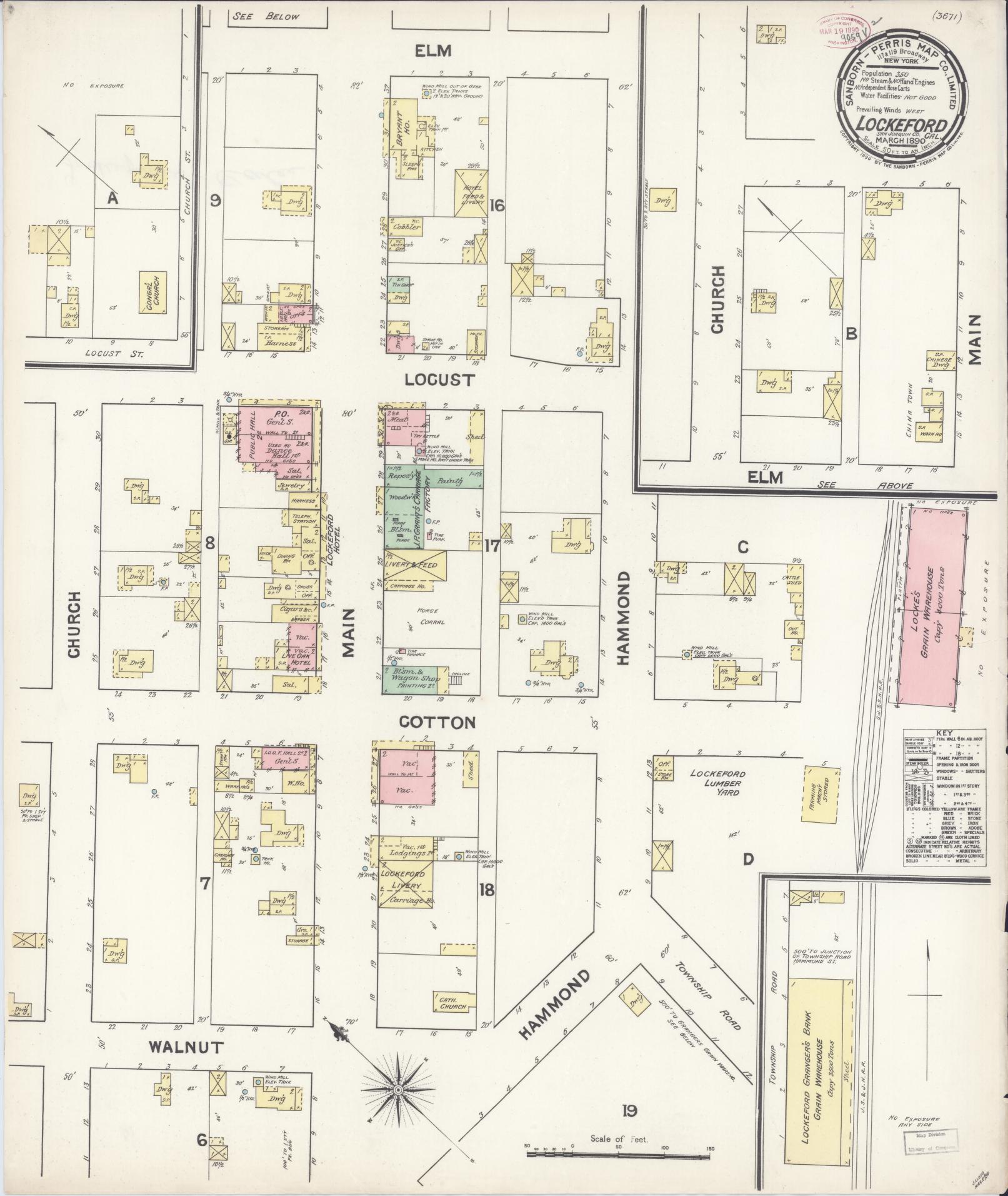 Sanborn Fire Insurance Map from Lockeford, San Joaquin County, California (1890), Sheet #0001 - Historic Sanborn Fire Insurance Map Print, vintage old map wall art, antique decor, genealogy gift, California California map