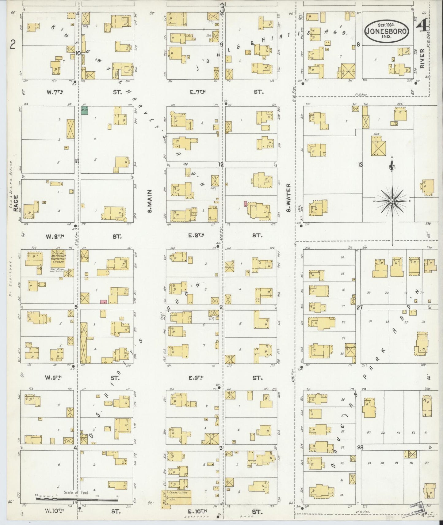 Sanborn Fire Insurance Map from Jonesboro, Grant County, Indiana (1904), Sheet #0004 - Complete Map Set gallery image, historic Sanborn map, vintage wall art, Indiana Indiana