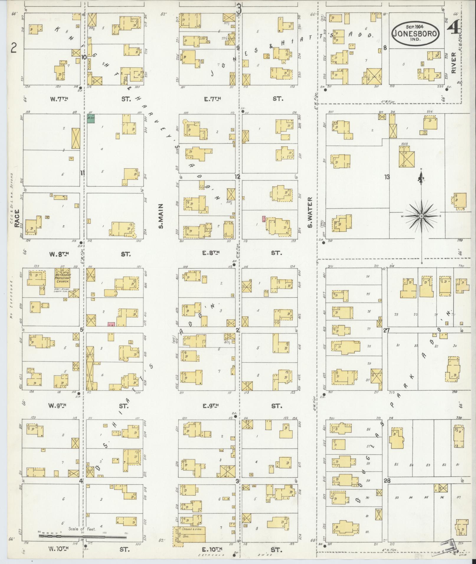 Sanborn Fire Insurance Map from Jonesboro, Grant County, Indiana (1904), Sheet #0004 - Complete Map Set gallery image, historic Sanborn map, vintage wall art, Indiana Indiana
