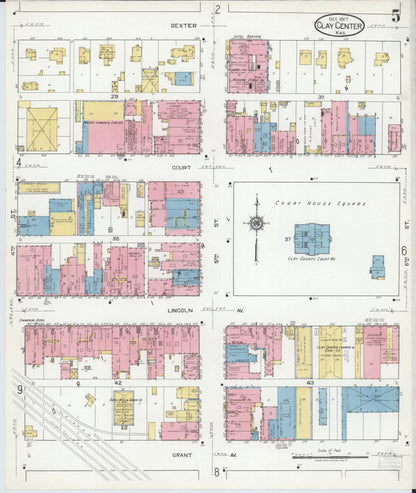 Sanborn Fire Insurance Map from Clay Center, Clay County, Kansas (1917), Sheet #0005 - Complete Map Set gallery image, historic Sanborn map, vintage wall art, Kansas Kansas