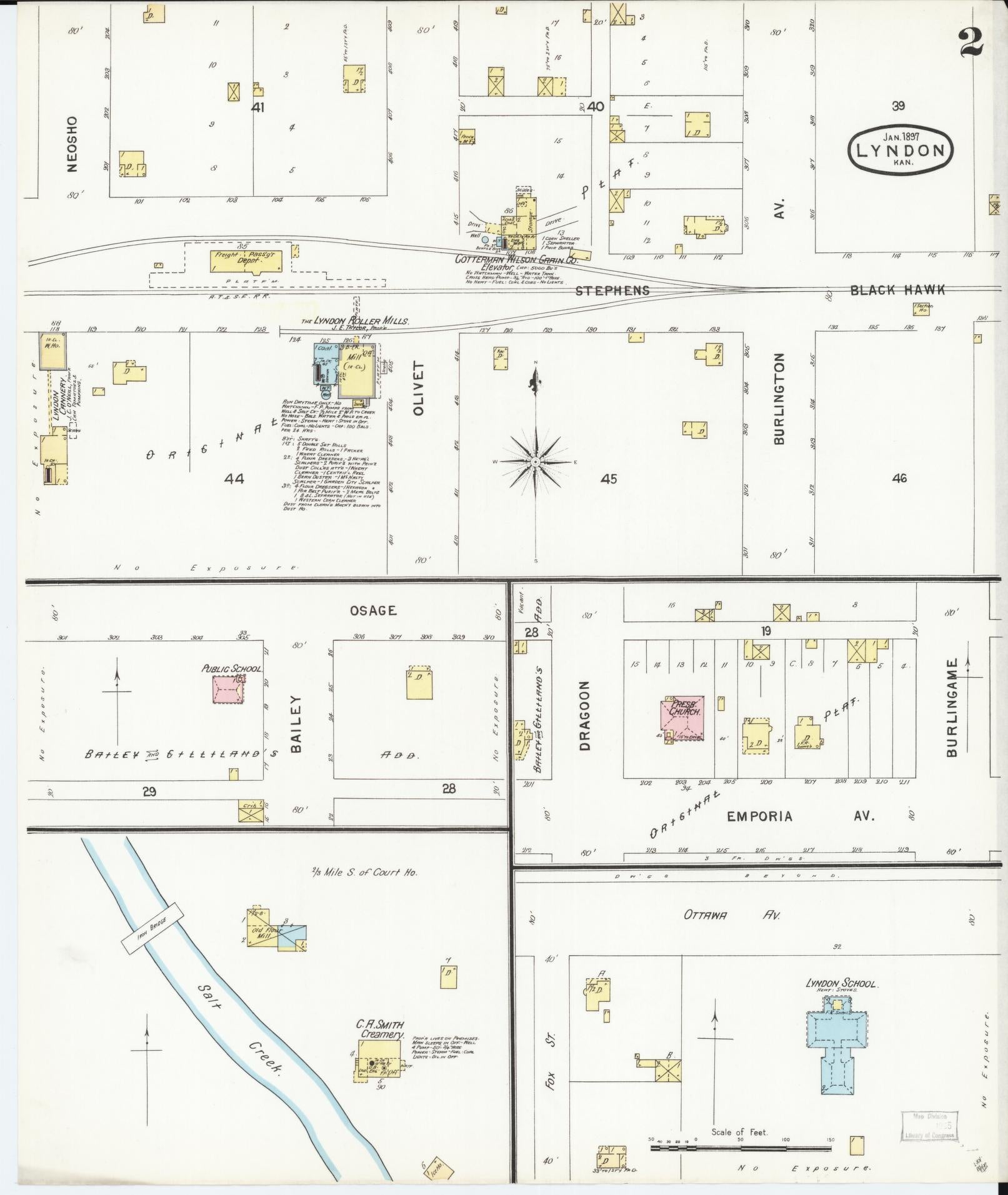 Sanborn Fire Insurance Map from Lyndon, Osage County, Kansas (1897), Sheet #0002 - Complete Map Set gallery image, historic Sanborn map, vintage wall art, Kansas Kansas