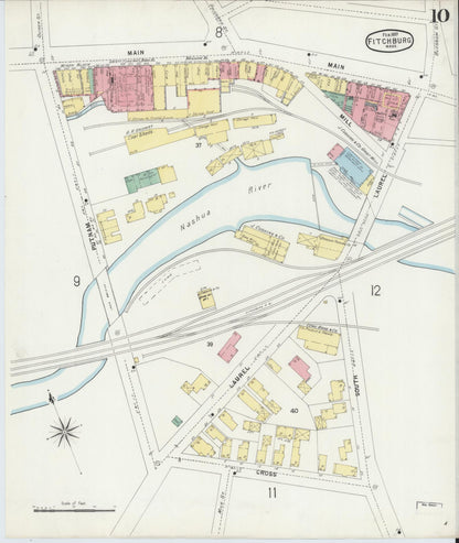 Sanborn Fire Insurance Map from Fitchburg, Worcester County, Massachusetts (1897), Sheet #0010 - Complete Map Set gallery image, historic Sanborn map, vintage wall art, Massachusetts Massachusetts