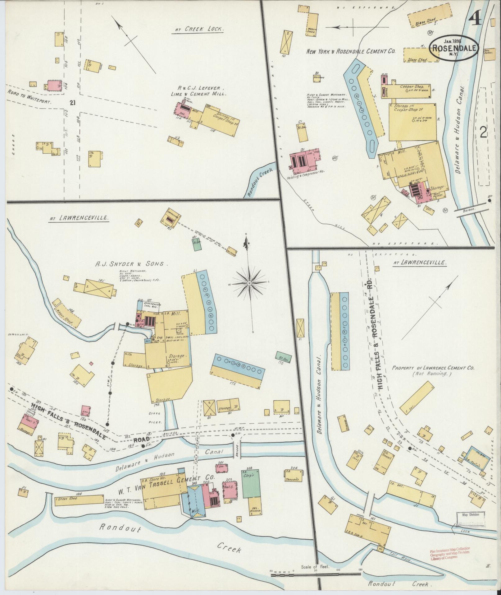 Sanborn Fire Insurance Map from Rosendale, Ulster County, New York (1898), Sheet #0004 - Historic Sanborn Fire Insurance Map Print, vintage old map wall art, antique decor, genealogy gift, New York New York map