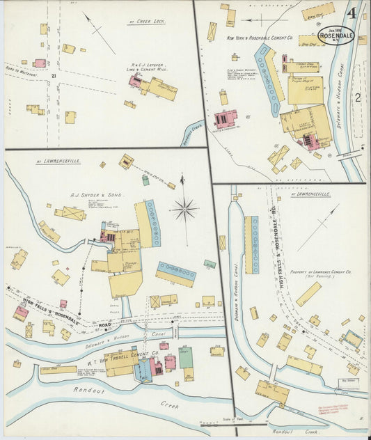 Sanborn Fire Insurance Map from Rosendale, Ulster County, New York (1898), Sheet #0004 - Historic Sanborn Fire Insurance Map Print, vintage old map wall art, antique decor, genealogy gift, New York New York map
