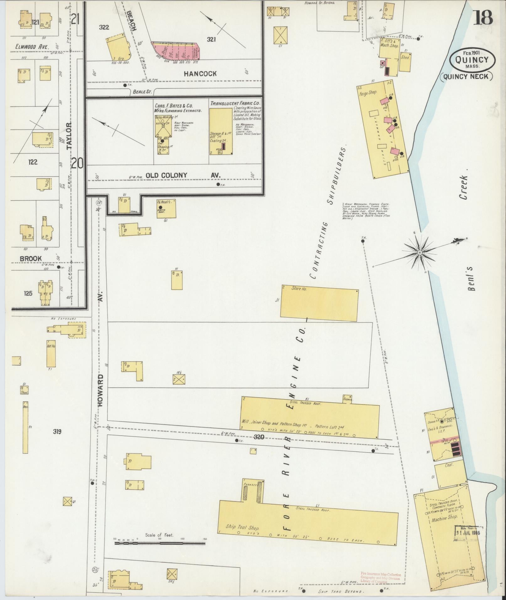Sanborn Fire Insurance Map from Quincy, Norfolk County, Massachusetts (1901), Sheet #0018 - Complete Map Set gallery image, historic Sanborn map, vintage wall art, Massachusetts Massachusetts