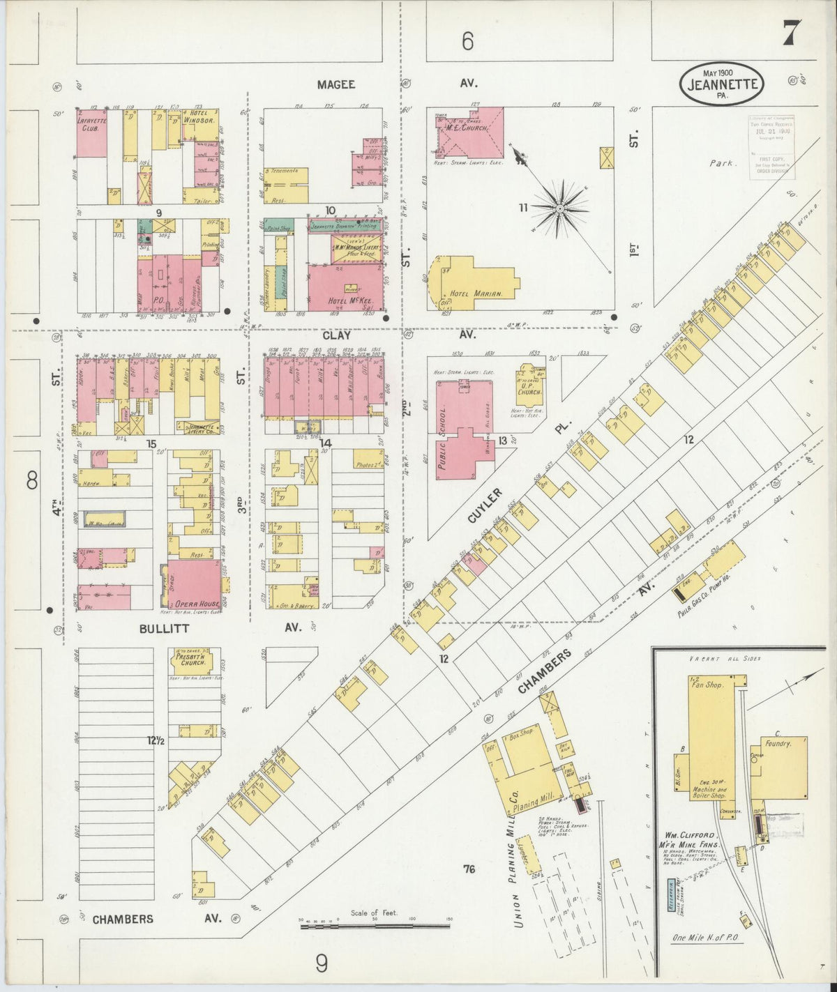 Sanborn Fire Insurance Map from Jeannette, Westmoreland County, Pennsylvania (1900), Sheet #0007 - Complete Map Set gallery image, historic Sanborn map, vintage wall art, Pennsylvania Pennsylvania