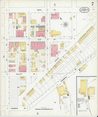 Sanborn Fire Insurance Map from Jeannette, Westmoreland County, Pennsylvania (1900), Sheet #0007 - Complete Map Set gallery image, historic Sanborn map, vintage wall art, Pennsylvania Pennsylvania