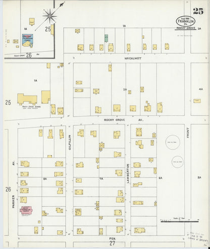 Sanborn Fire Insurance Map from Franklin, Venango County, Pennsylvania (1906), Sheet #0025 - Historic Sanborn Fire Insurance Map Print, vintage old map wall art, antique decor, genealogy gift, Pennsylvania Pennsylvania map