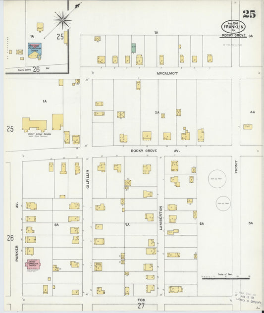 Sanborn Fire Insurance Map from Franklin, Venango County, Pennsylvania (1906), Sheet #0025 - Historic Sanborn Fire Insurance Map Print, vintage old map wall art, antique decor, genealogy gift, Pennsylvania Pennsylvania map