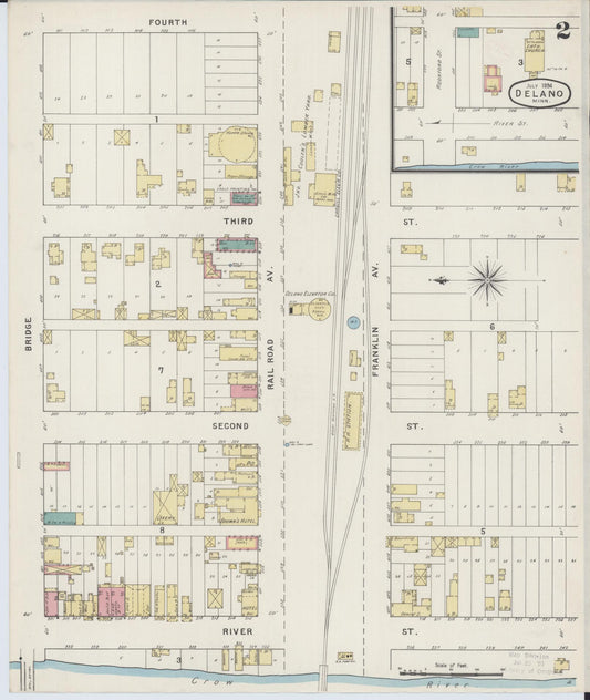 Sanborn Fire Insurance Map from Delano, Wright County, Minnesota (1894), Sheet #0002 - Historic Sanborn Fire Insurance Map Print, vintage old map wall art, antique decor, genealogy gift, Minnesota Minnesota map