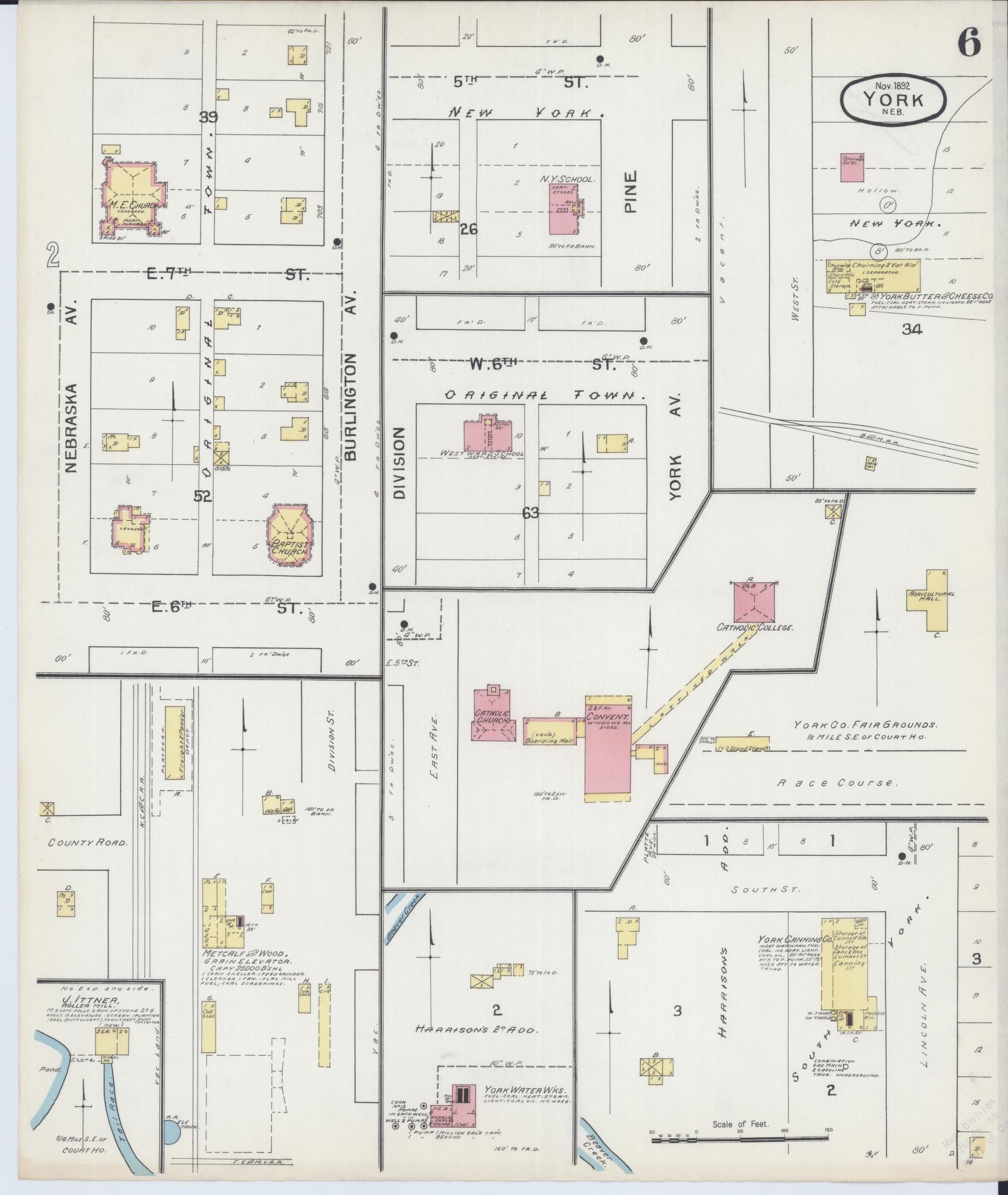 Sanborn Fire Insurance Map from York, York County, Nebraska (1892), Sheet #0006 - Complete Map Set gallery image, historic Sanborn map, vintage wall art, Nebraska Nebraska