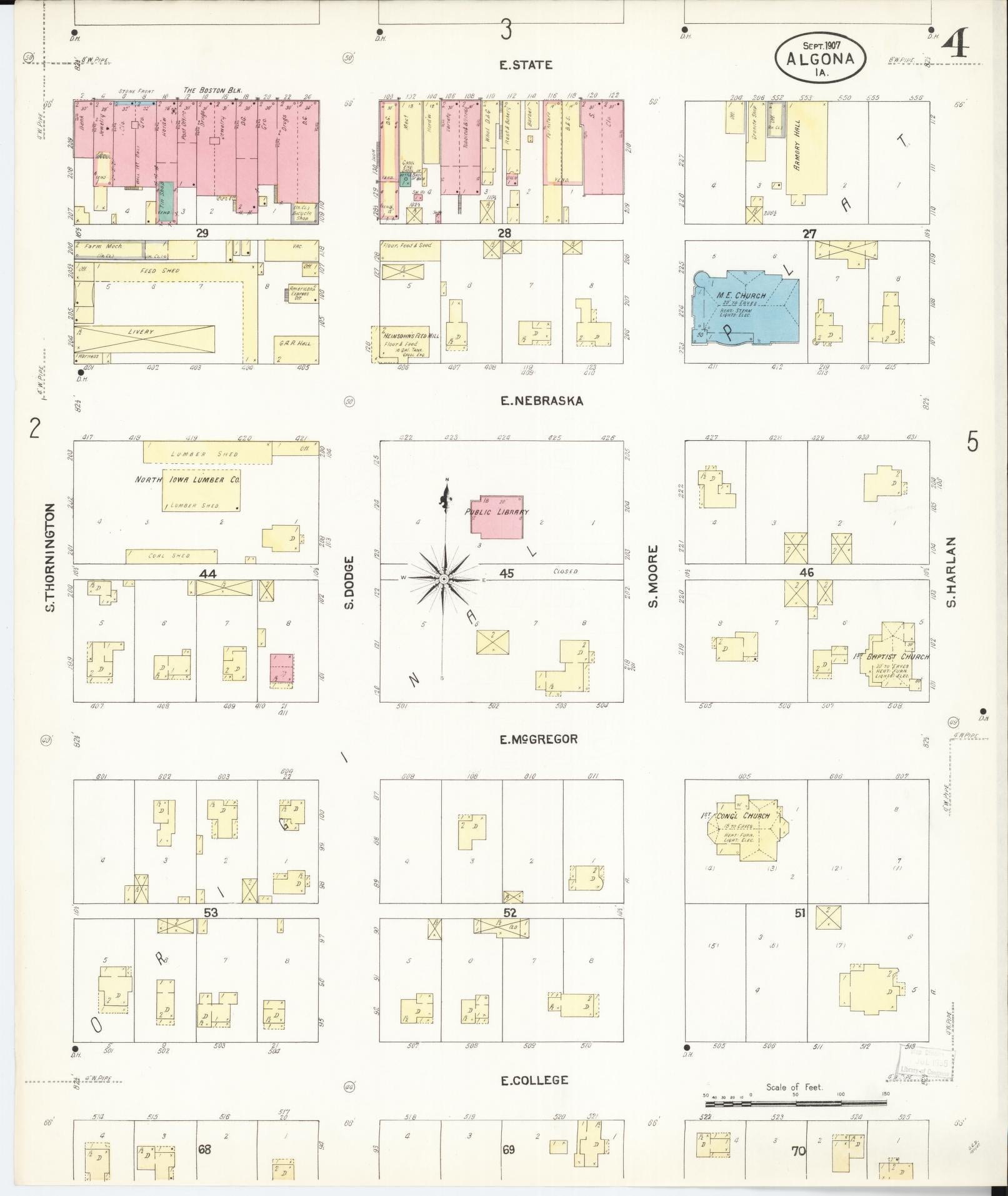 Sanborn Fire Insurance Map from Algona, Kossuth County, Iowa (1907), Sheet #0004 - Historic Sanborn Fire Insurance Map Print