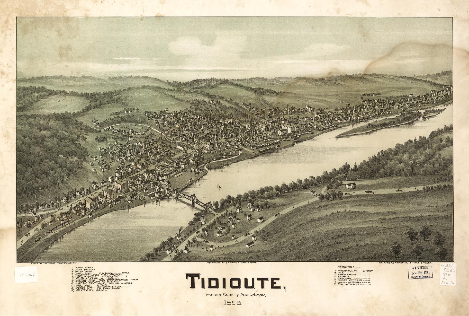 Tidioute, Warren County, Pennsylvania 1896 (1896) – Historic Bird’s-Eye View Panorama Print