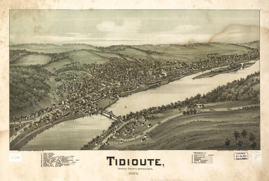 Tidioute, Warren County, Pennsylvania 1896 (1896) – Historic Bird’s-Eye View Panorama Print