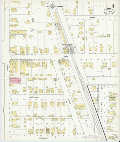 Sanborn Fire Insurance Map from Lynn, Randolph County, Indiana (1912), Sheet #0004 - Historic Sanborn Fire Insurance Map Print, vintage old map wall art, antique decor, genealogy gift, Indiana Indiana map