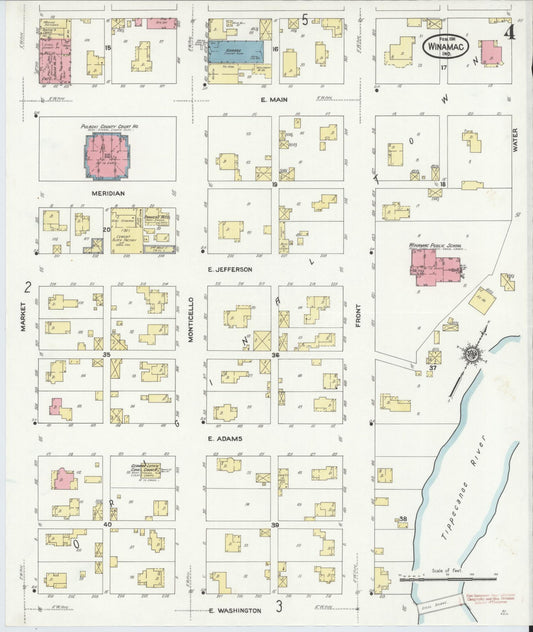 Sanborn Fire Insurance Map from Winamac, Pulaski County, Indiana (1911), Sheet #0004 - Historic Sanborn Fire Insurance Map Print, vintage old map wall art, antique decor, genealogy gift, Indiana Indiana map