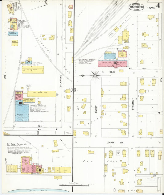 Sanborn Fire Insurance Map from Waterloo, Black Hawk County, Iowa (1900), Sheet #0004 - Historic Sanborn Fire Insurance Map Print, vintage old map wall art