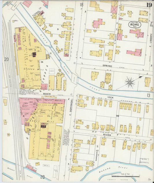 Sanborn Fire Insurance Map from Rome, Oneida County, New York (1904), Sheet #0019 - Historic Sanborn Fire Insurance Map Print, vintage old map wall art, antique decor, genealogy gift, New York New York map