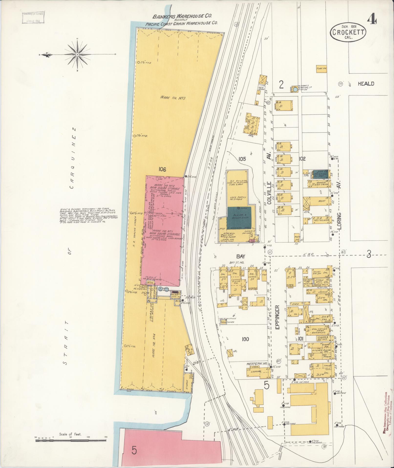 Sanborn Fire Insurance Map from Crockett, Contra Costa County, California (1906), Sheet #0004 - Complete Map Set gallery image, historic Sanborn map, vintage wall art, California California