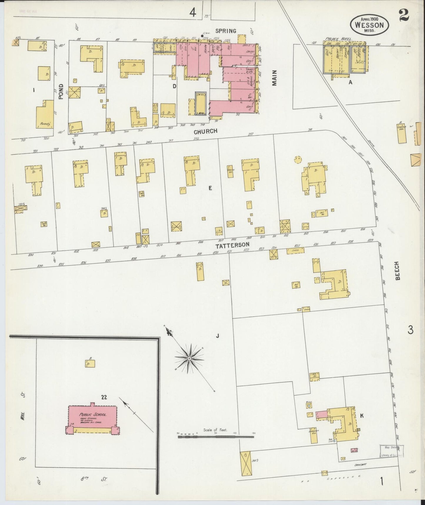 Sanborn Fire Insurance Map from Wesson, Copiah County, Mississippi (1900), Sheet #0002 - Complete Map Set gallery image, historic Sanborn map, vintage wall art, Mississippi Mississippi