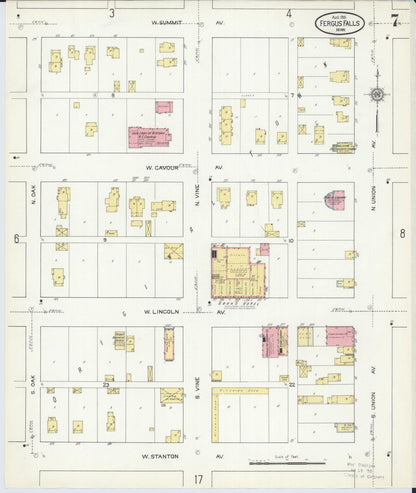 Sanborn Fire Insurance Map from Fergus Falls, Otter Tail County, Minnesota (1915), Sheet #0007 - Complete Map Set gallery image, historic Sanborn map, vintage wall art, Minnesota Minnesota