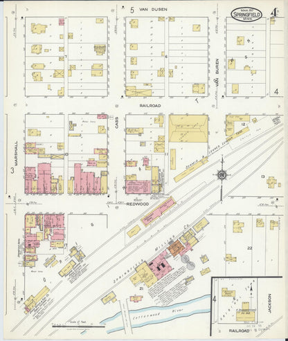 Sanborn Fire Insurance Map from Springfield, Brown County, Minnesota (1917), Sheet #0004 - Complete Map Set gallery image, historic Sanborn map, vintage wall art, Minnesota Minnesota