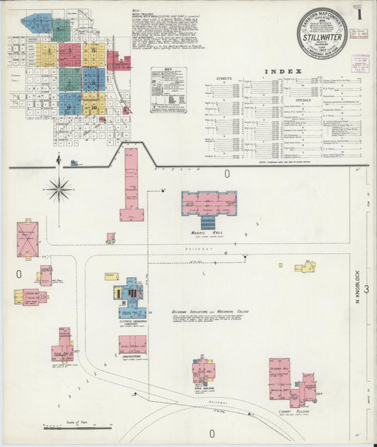 Sanborn Fire Insurance Map from Stillwater, Payne County, Oklahoma (1907), Sheet #0001 - Complete Map Set gallery image, historic Sanborn map, vintage wall art, Oklahoma Oklahoma