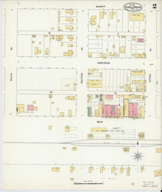 Sanborn Fire Insurance Map from Schulenburg, Fayette County, Texas (1901), Sheet #0002 - Historic Sanborn Fire Insurance Map Print, vintage old map wall art, antique decor, genealogy gift, Texas Texas map