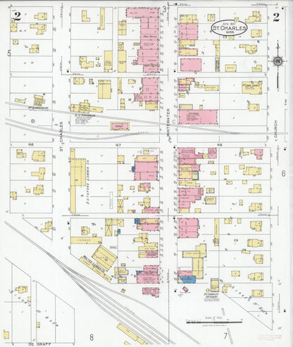 Sanborn Fire Insurance Map from Saint Charles, Winona County, Minnesota (1927), Sheet #0002 - Complete Map Set gallery image, historic Sanborn map, vintage wall art, Minnesota Minnesota