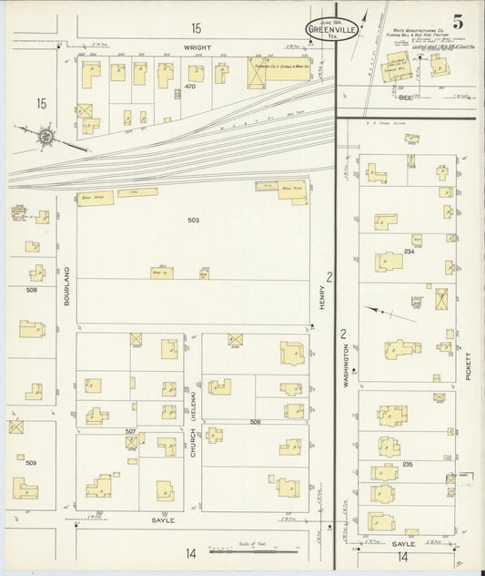 Sanborn Fire Insurance Map from Greenville, Hunt County, Texas (1914), Sheet #0005 - Historic Sanborn Fire Insurance Map Print, vintage old map wall art, antique decor, genealogy gift, Texas Texas map