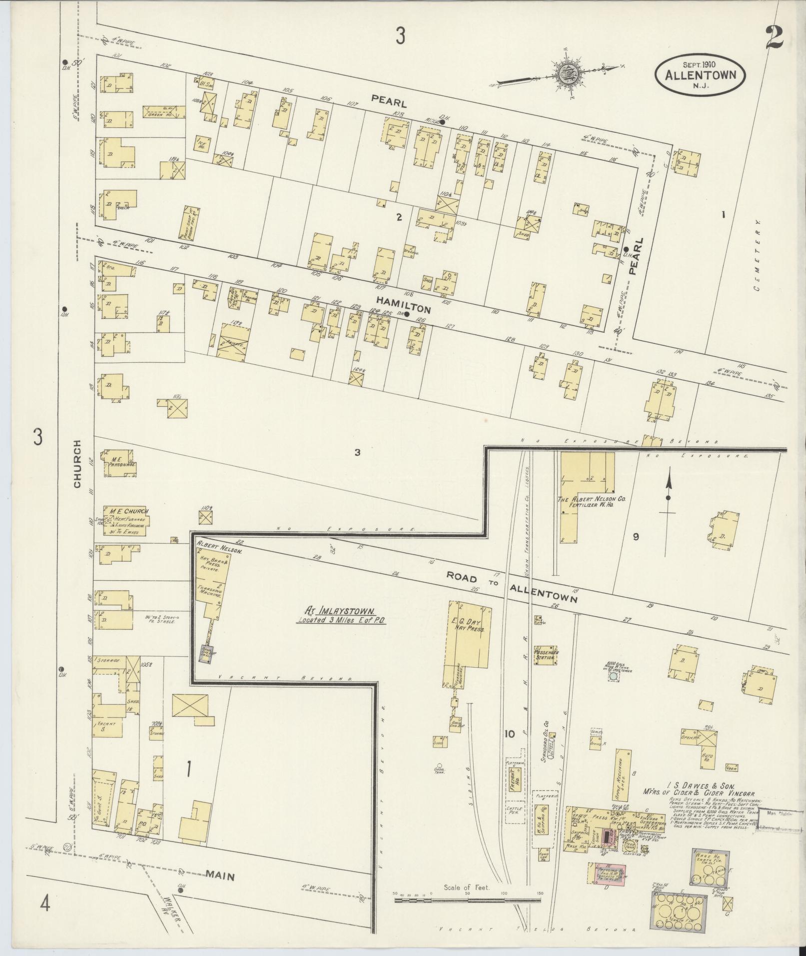 Sanborn Fire Insurance Map from Allentown, Monmouth County, New Jersey (1910), Sheet #0002 - Complete Map Set gallery image, historic Sanborn map, vintage wall art, New Jersey New Jersey