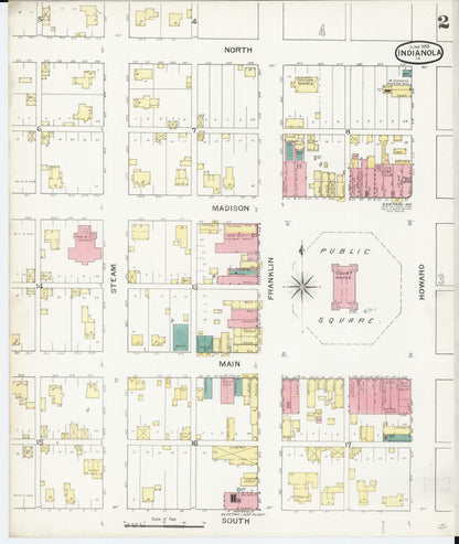 Sanborn Fire Insurance Map from Indianola, Warren County, Iowa (1893), Sheet #0002 - Historic Sanborn Fire Insurance Map Print, vintage old map wall art