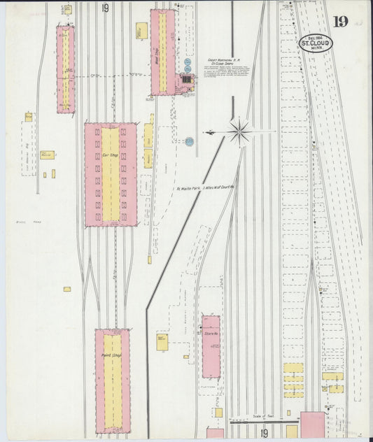 Sanborn Fire Insurance Map from Saint Cloud, Stearns, Benton, and Sherburne Counties, Minnesota (1904), Sheet #0019 - Historic Sanborn Fire Insurance Map Print, vintage old map wall art, antique decor, genealogy gift, Minnesota Minnesota map