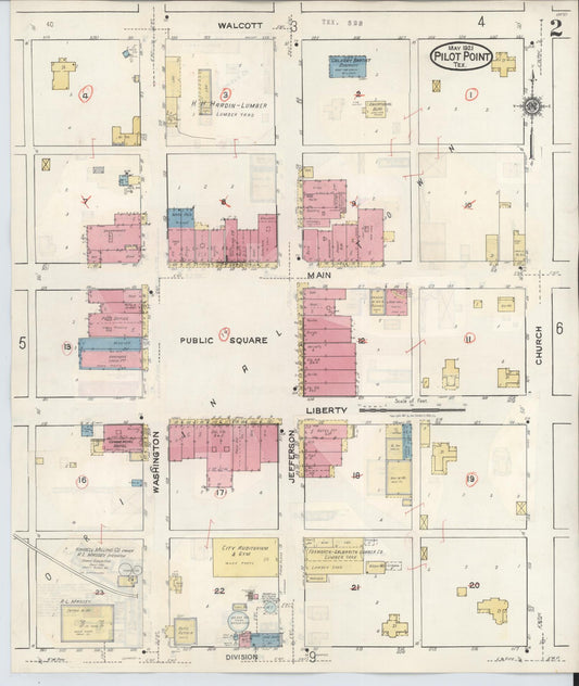 Sanborn Fire Insurance Map from Pilot Point, Denton County, Texas (1940), Sheet #0002 - Historic Sanborn Fire Insurance Map Print, vintage old map wall art, antique decor, genealogy gift, Texas Texas map