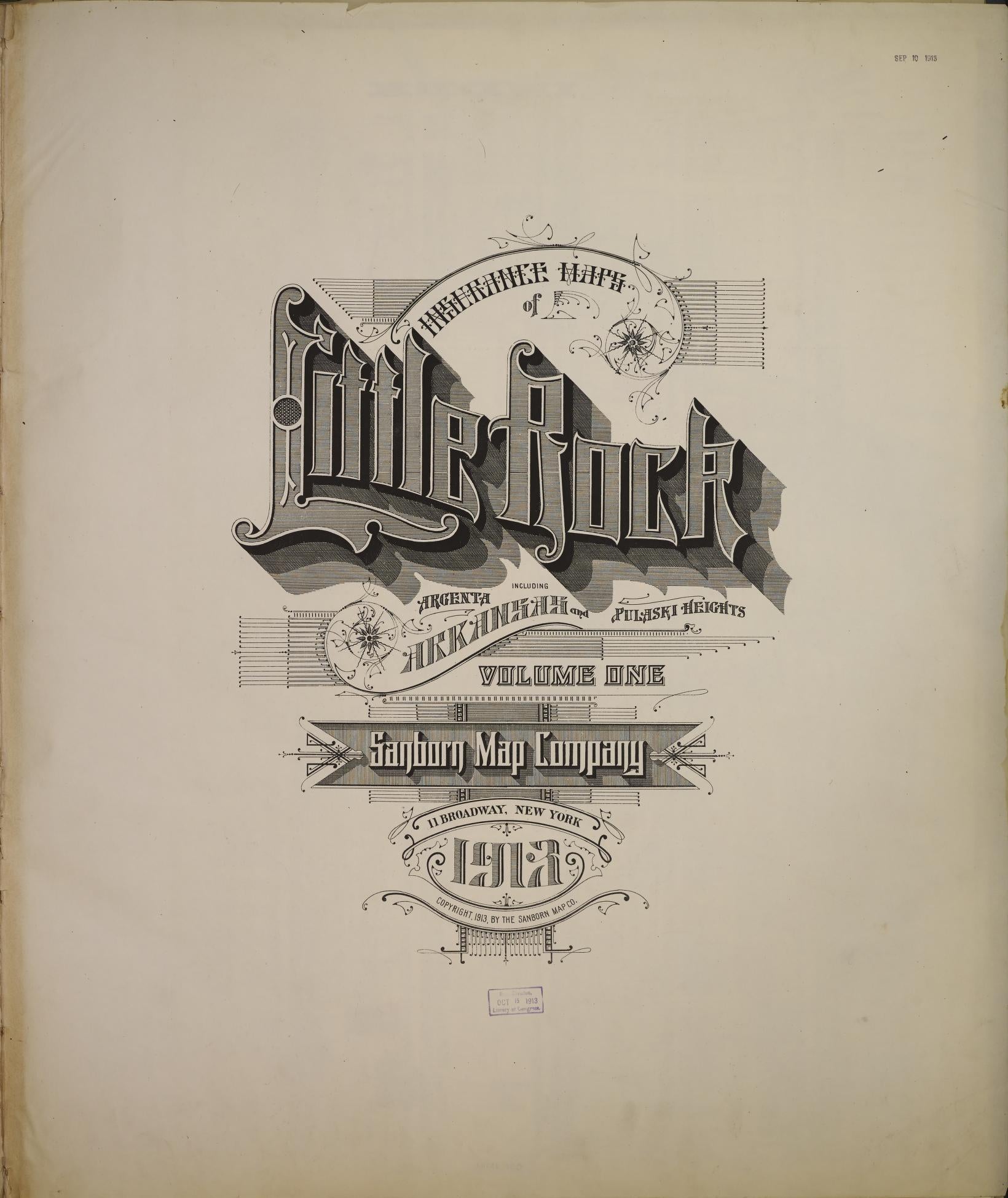 Sanborn Fire Insurance Map from Little Rock, Pulaski County, Arkansas (1913), Sheet #0001 - Complete Map Set gallery image, historic Sanborn map, vintage wall art, Arkansas Arkansas