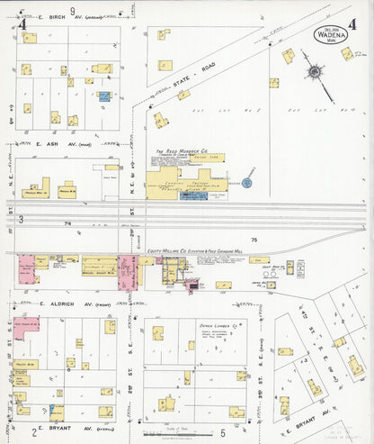 Sanborn Fire Insurance Map from Wadena, Wadena County, Minnesota (1924), Sheet #0004 - Complete Map Set gallery image, historic Sanborn map, vintage wall art, Minnesota Minnesota