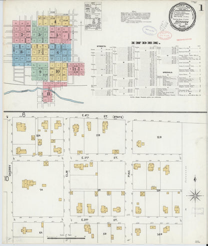Sanborn Fire Insurance Map from Bonham, Fannin County, Texas (1897), Sheet #0001 - Historic Sanborn Fire Insurance Map Print, vintage old map wall art, antique decor, genealogy gift, Texas Texas map