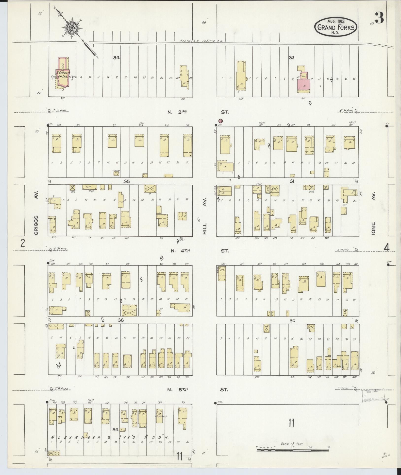 Sanborn Fire Insurance Map from Grand Forks, Grand Forks County, North Dakota (1912), Sheet #0003 - Complete Map Set gallery image, historic Sanborn map, vintage wall art, North Dakota North Dakota