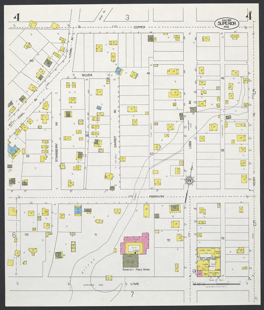 Sanborn Fire Insurance Map from Superior, Pinal County, Arizona (1926), Sheet #0004 - Historic Sanborn Fire Insurance Map Print, vintage old map wall art, antique decor, genealogy gift, Arizona Arizona map