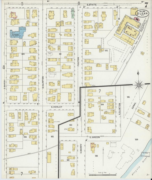 Sanborn Fire Insurance Map from Olean, Cattaraugus County, New York (1898), Sheet #0007 - Historic Sanborn Fire Insurance Map Print, vintage old map wall art, antique decor, genealogy gift, New York New York map