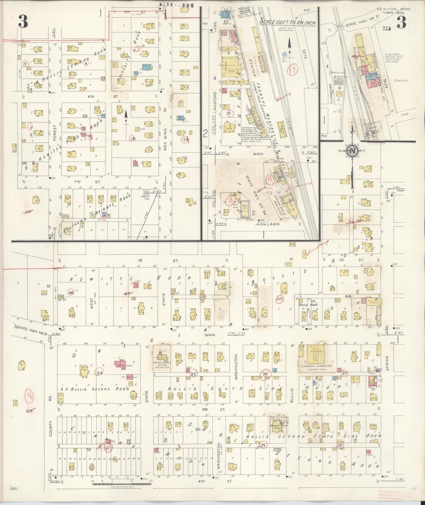 Sanborn Fire Insurance Map from Kenyon, Goodhue County, Minnesota (1944), Sheet #0003 - Historic Sanborn Fire Insurance Map Print, vintage old map wall art, antique decor, genealogy gift, Minnesota Minnesota map