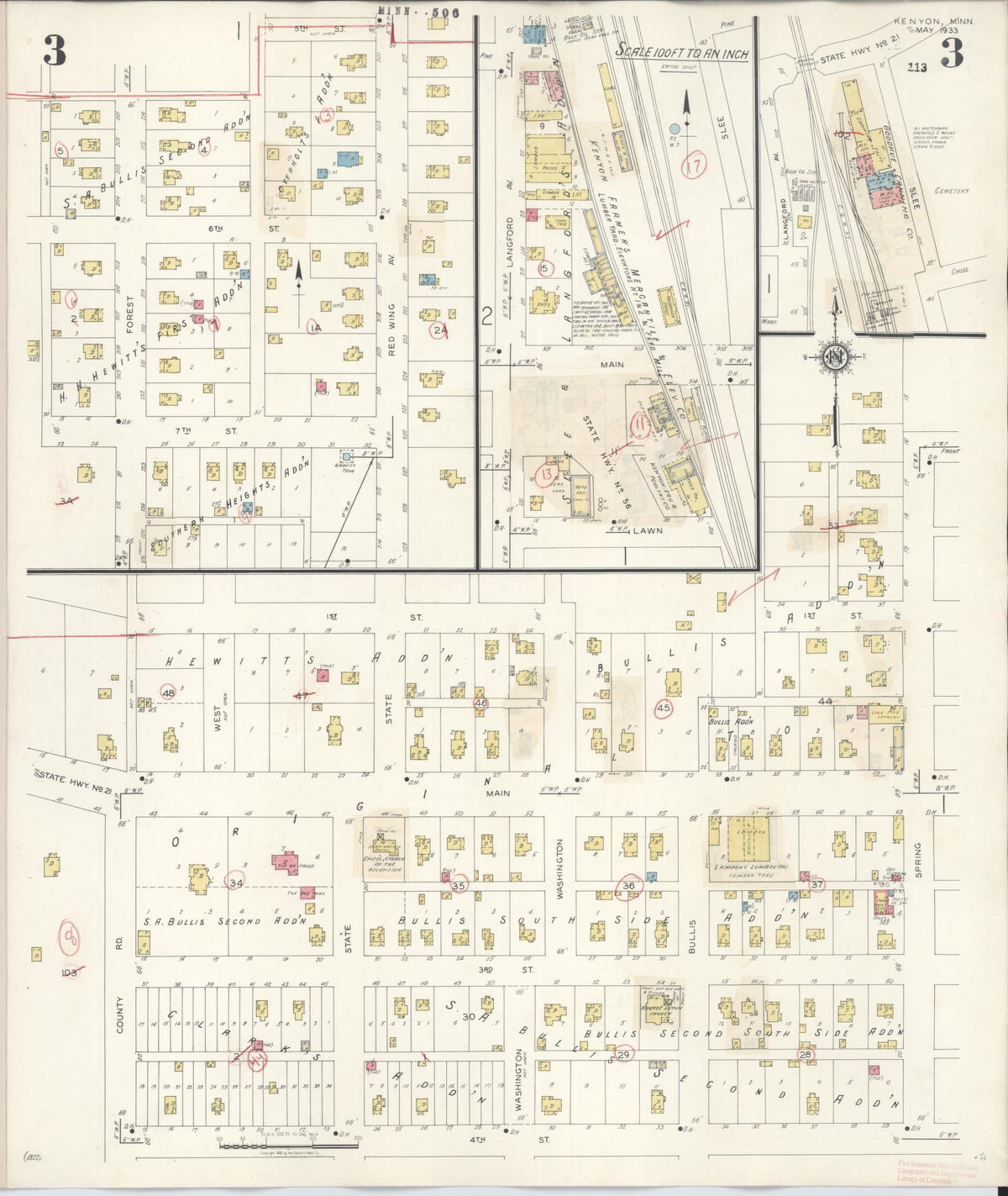 Sanborn Fire Insurance Map from Kenyon, Goodhue County, Minnesota (1944), Sheet #0003 - Historic Sanborn Fire Insurance Map Print, vintage old map wall art, antique decor, genealogy gift, Minnesota Minnesota map