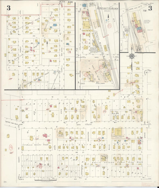 Sanborn Fire Insurance Map from Kenyon, Goodhue County, Minnesota (1944), Sheet #0003 - Historic Sanborn Fire Insurance Map Print, vintage old map wall art, antique decor, genealogy gift, Minnesota Minnesota map