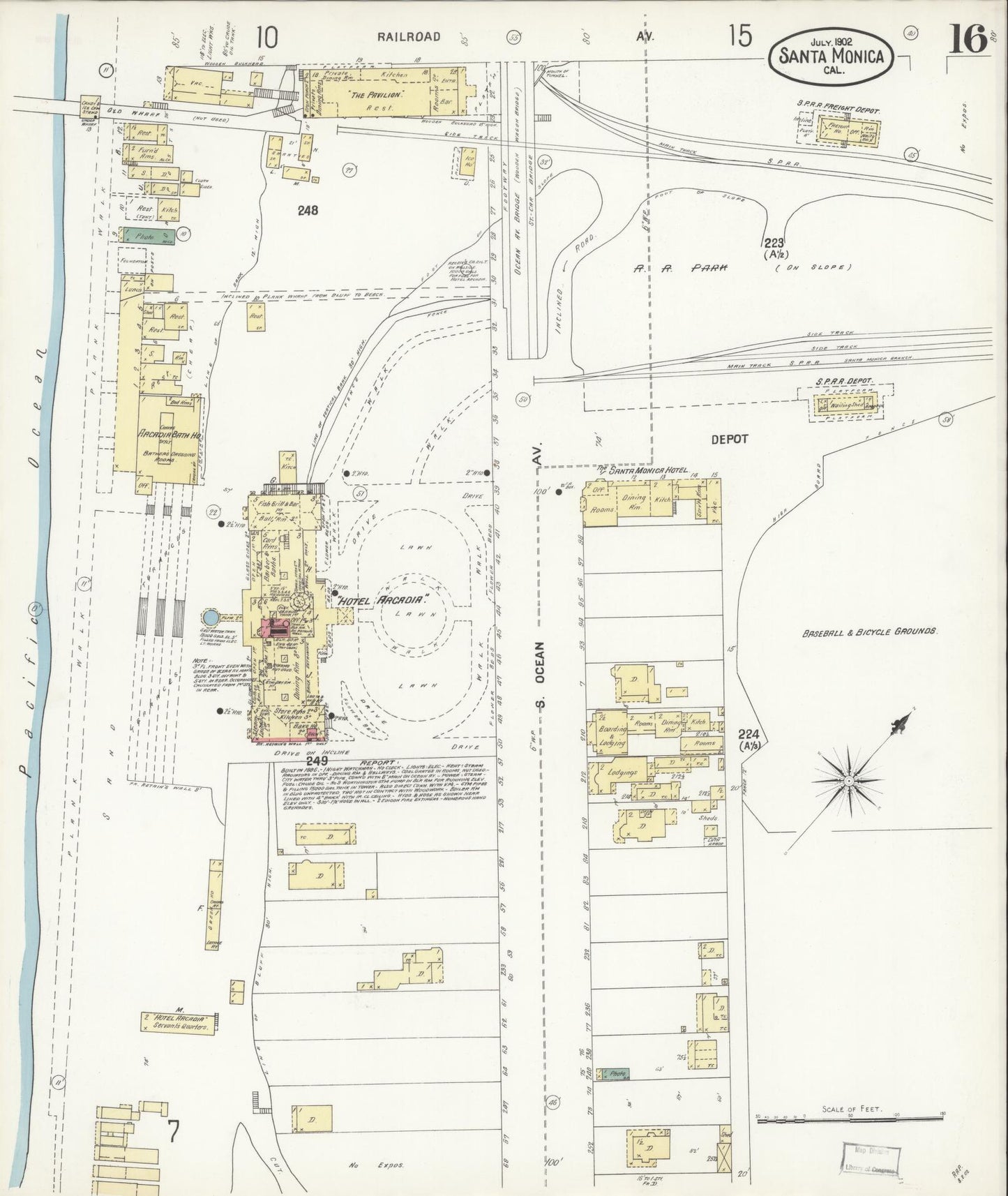 Sanborn Fire Insurance Map from Santa Monica, Los Angeles County, California (1902), Sheet #0016 - Complete Map Set gallery image, historic Sanborn map, vintage wall art, California California