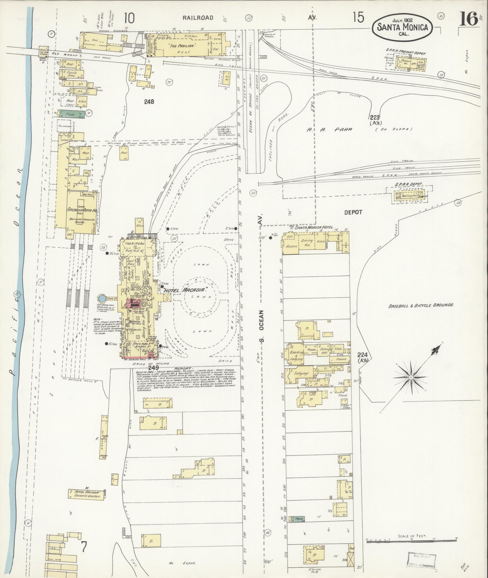 Sanborn Fire Insurance Map from Santa Monica, Los Angeles County, California (1902), Sheet #0016 - Complete Map Set gallery image, historic Sanborn map, vintage wall art, California California