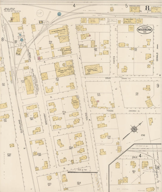 Sanborn Fire Insurance Map from Woodburn, Marion County, Oregon (1913), Sheet #0008 - Historic Sanborn Fire Insurance Map Print, vintage old map wall art, antique decor, genealogy gift, Oregon Oregon map