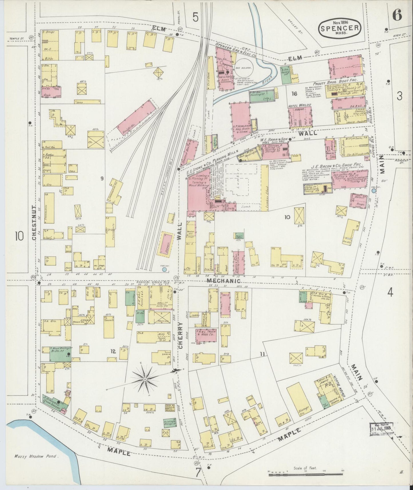 Sanborn Fire Insurance Map from Spencer, Worcester County, Massachusetts (1896), Sheet #0006 - Complete Map Set gallery image, historic Sanborn map, vintage wall art, Massachusetts Massachusetts