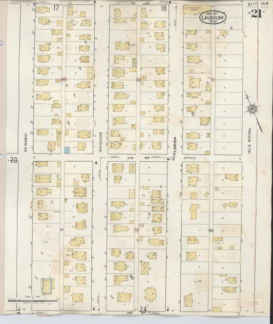 Sanborn Fire Insurance Map from Laurium, Houghton County, Michigan (1949), Sheet #0021 - Historic Sanborn Fire Insurance Map Print, vintage old map wall art, antique decor, genealogy gift, Michigan Michigan map