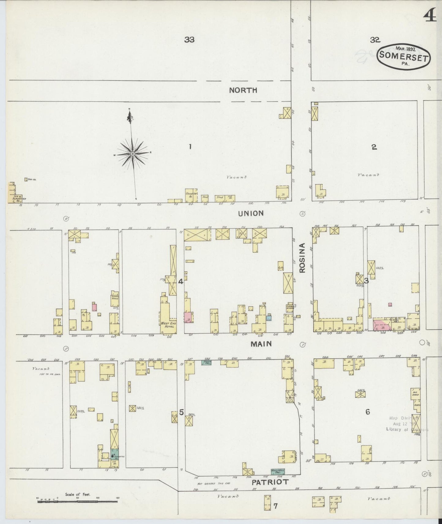 Sanborn Fire Insurance Map from Somerset, Somerset County, Pennsylvania (1892), Sheet #0004 - Complete Map Set gallery image, historic Sanborn map, vintage wall art, Pennsylvania Pennsylvania